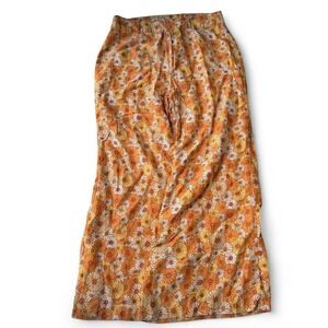 The Hippie Shake Size 16 orange and white floral print wide leg pull on pants